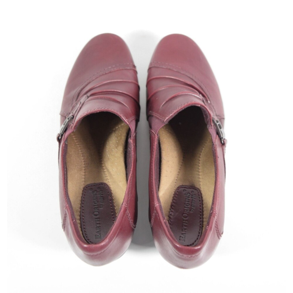 Earth Origin Roxanne Burgundy Leather Slip On Loafers Low Heel Shoes Sz 11M - Picture 7 of 8